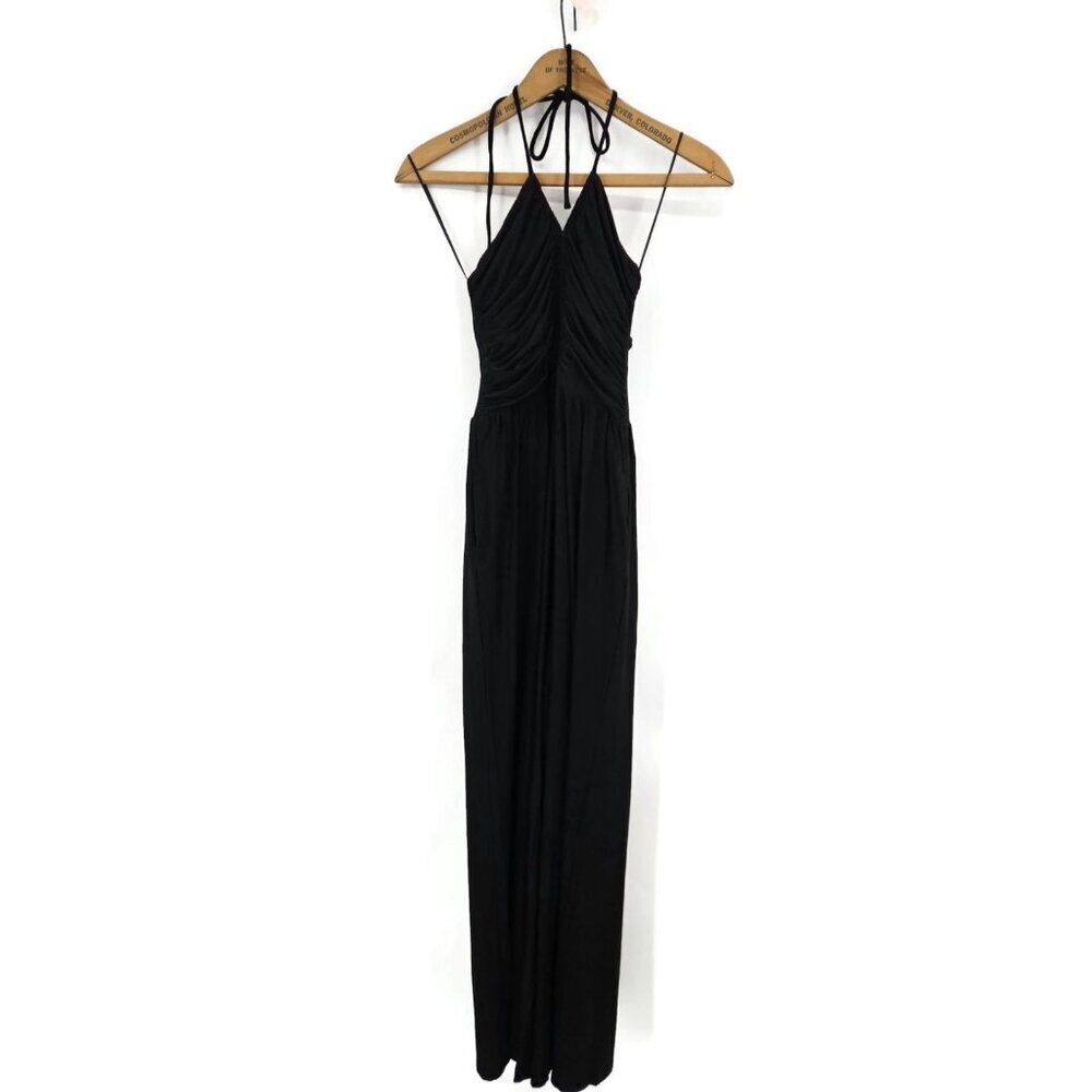 New Evereve Black Noa Jumpsuit Womens S Halter Wide Leg Pockets - Picture 2 of 10
